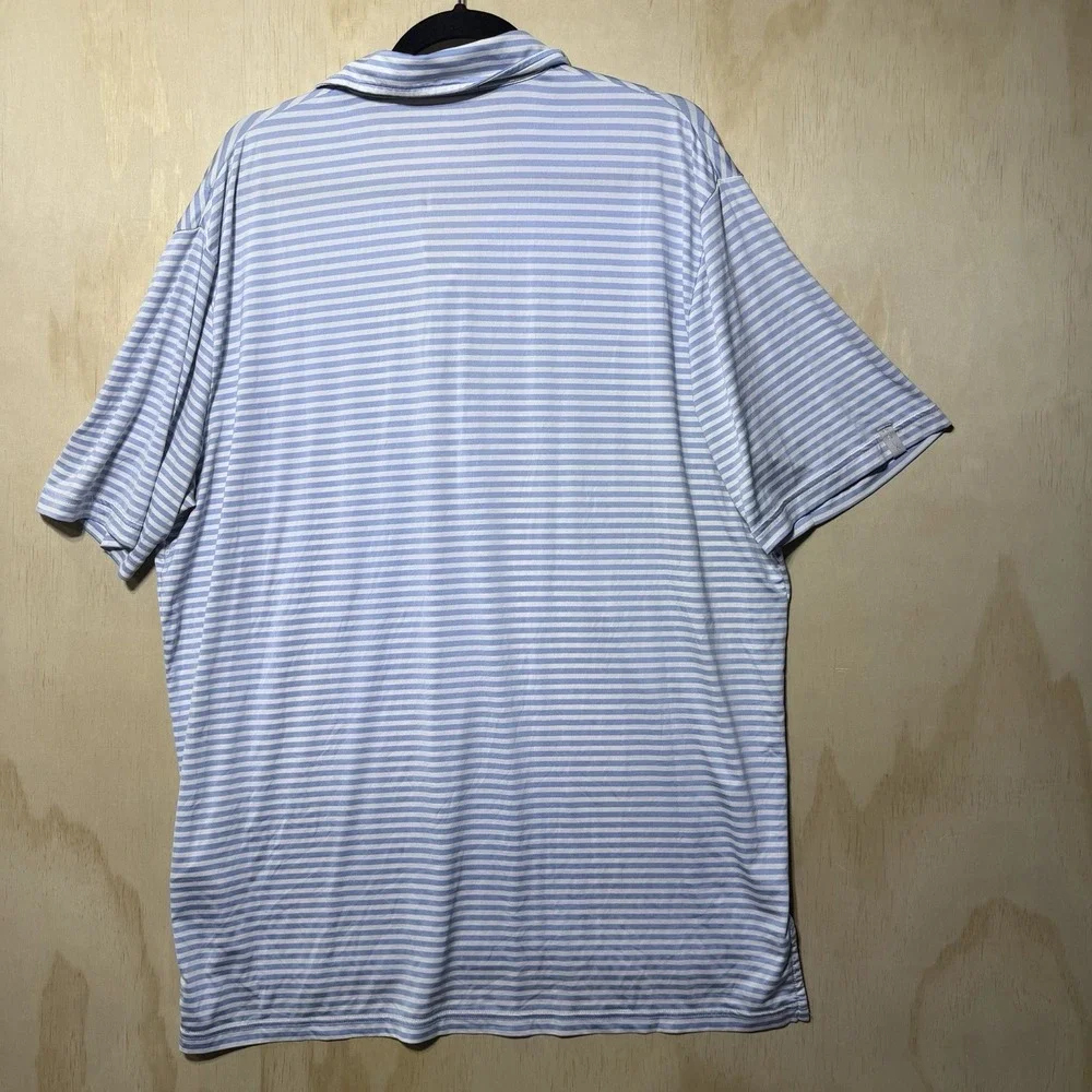 RL Ralph Lauren‎ Polo Shirt Mens L Blue White Striped Golf Stretch Performance